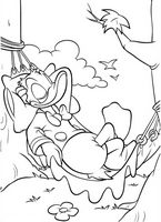 kolorowanki Kaczor Donald Disney numer  8 - leniuchowanie na hamaku